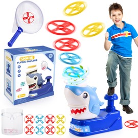 Veopoko Flying Disc Launcher Toy, Garden Toys for 3 4 5 6 Year old Boys Girls Outdoor Toys for Kids Toys Age 3 4 5 6 7 8 Shark Toys Easter Gifts for 3-10 Year Old Boy Girls Autism Toy Flying Toys