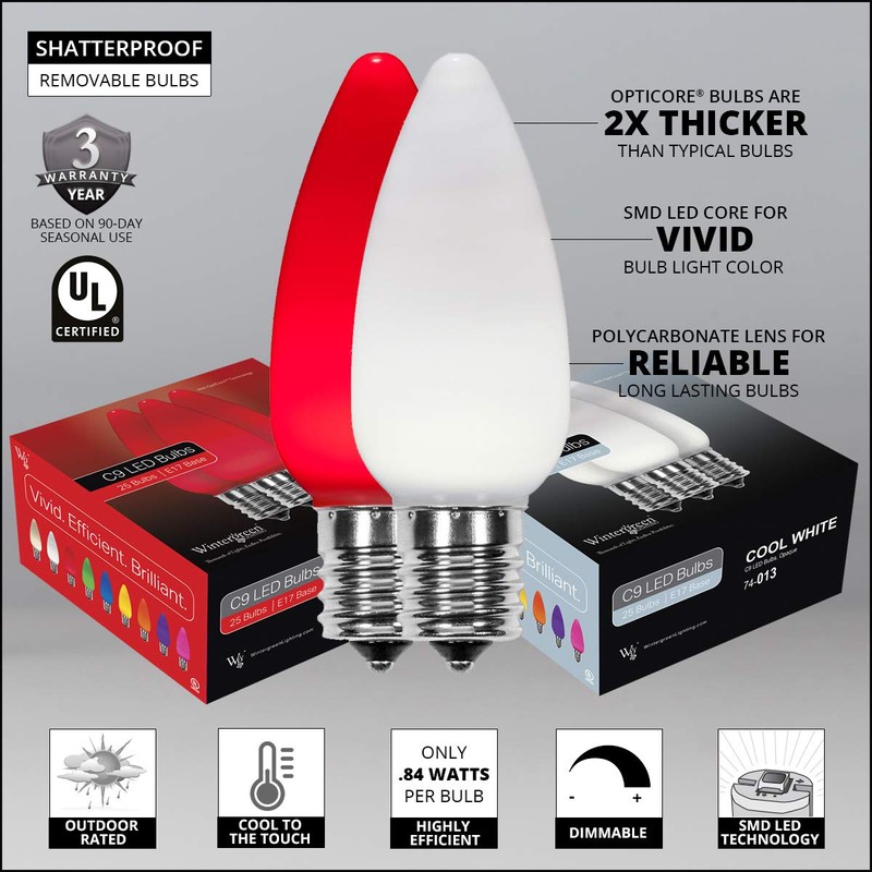 Wintergreen Lighting C9 OptiCore LED Commercial Outdoor Christmas Lights –