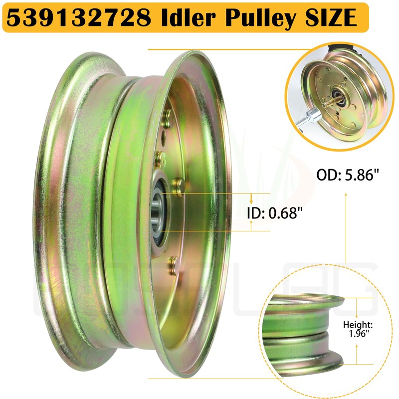 BOSFLAG 3 Pack 539112170 Spindle Assembly Kit with 153535 Pulleys