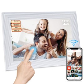 Frameo 10.1 Inch Smart WiFi Digital Photo Frame,Digital Picture Frame with 16GB Storage & SD Slot, Electronic Picture Frame IPS Touch Screen with Auto-Rotate, Frameo Digital Frame WiFi - White