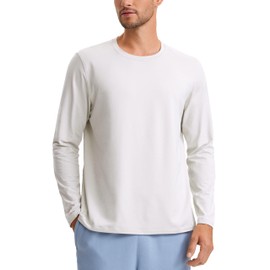 CRZ YOGA Cloud Jersey Mens Long Sleeve Shirts Breathable Casual Workout Crewneck T-Shirts Soft Basic Tops Milky White Medium