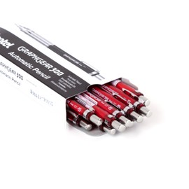 Pentel Graphgear 300 Mechanical Drafting Pencil, 0.5mm Fine Point, Metal Tip and Grip, For Students, Architects, Engineers, Artists, Red Accents, PG315-TB, Box of 12