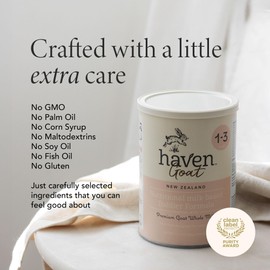 Haven Goat Toddler Formula, Grass Fed Whole Goat Milk Powder for Toddlers With Probiotics, Prebiotics, Lutein and Omega 3 Dha, Easy Digestion Formula, Non GMO, American Made, 14.1 Oz