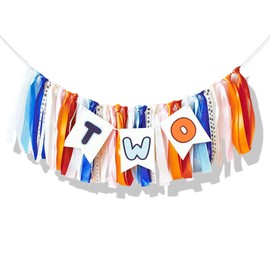 Two High Chair Banner, Cartoon Blue Dog 2nd Birthday Highchair Banner for Boys, Wackaado I'm Two Birthday Party Decorations, Blue Dog Themed Birthday Party Supplies