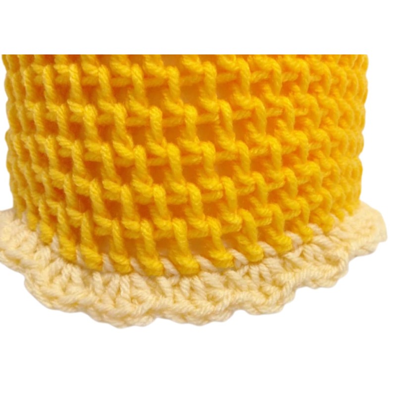 Toilet Paper Cover Yellow Bathroom Round Crochet Handmade