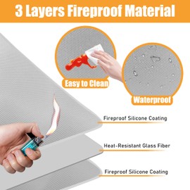 Amerbro Heat Resistant Mat for Air Fryer, 15 x 18in Heat Resistant Mat for Countertop, Fireproof Silicone Countertop Protector Appliance Slider Mat for Air Fryer, Coffee Maker, Toaster, Oven (Grey)