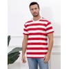 COSAVOROCK Men's Wide Striped Cotton Short Sleeve T-Shirts Crew Neck