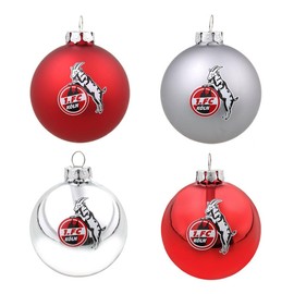 1. FC Köln Christmas Baubles Set of 4, Silver/Red
