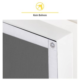 Eurohome 100% Blackout Skylight Roller Blind, No Drilling, Sun Protection, Blackout Roller Blind with Suction Cups for Velux Windows, Grey, 76 x 93 cm for P06/406