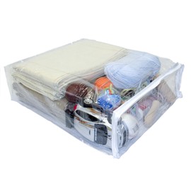 4-Pack Heavy Duty Vinyl Zippered Closet Storage Bags (Clear) for Sweaters, Blankets, Comforters, Bedding Sets and Much More! (15" x 18" x 5") 5.8 Gallon