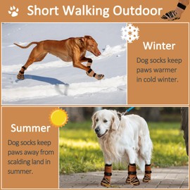 2 Pairs of Dog Socks for Indoor Use, Double-Sided Handles, Traction Control on Hardwood Floors, Prevents Licking Small, Medium and Large Dog Socks (Brown, S)