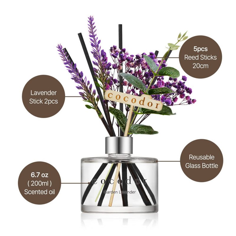 COCODOR Lavender Reed Diffuser/White Jasmine/6.7oz/1Pack / Home Fragrance Scent Essential
