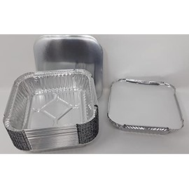 Aluminium Foil 6" Square Roasting Oven Baking Dish Trays with Lids BBQ 158x158x33mm 520cc (4)