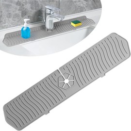 30 inch Kitchen Sink Splash Guard, 30'' X 5.7'' Sink Faucet Mat, Silicone Faucet Handle Drip Catcher Tray, Kitchen Sink Splash Guard Behind Faucet, Drying Mat for Kitchen Counter Bathroom (Gray) - Color: 24in Grey