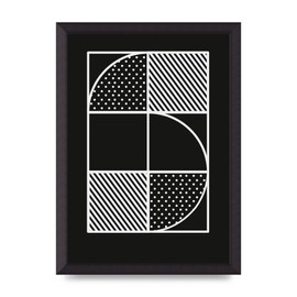 Lithobee - Black White Abstract Shape Line Five - Printed Wall Art Design in Sizes A2, A3 & A4 Framed in a Stylish Coloured Frame or Unframed (A3 Black Abraded Frame)