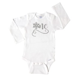 Winter Onederland 1st Birthday Girl Outfit, Snowflake Onesie First Birthday, Silver Glitter Sparkly Let It Snow Bodysuit 510 (12 Month Long Sleeve Bodysuit)