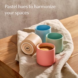 Cosumy Stackable Espresso Cups - 4 Pastel Ceramic Coffee Cups - Minimalist & Elegant Design - Heat Resistant - Thick Walled - Dishwasher Safe - 80ml / 2.7oz