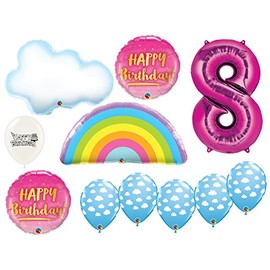 Rainbow Clouds Balloons For 8 Year Old 8th Birthday Party Event Decorations Bouquet