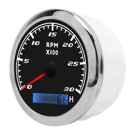 Marine Tachometer,85mm Pointer Tachometer RPM Tacho Gauge IP67 Stainless Steel Universal for Car Boat Marine(Black)
