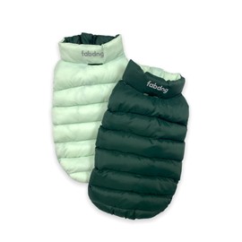 fabdog Dog Puffer Coat - Reversible Pack N Go Dog Coats for All Breeds - Comfy & Colorful Dog Jackets are Ideal Gifts - Clothes Fit Necks 8" | Yellow/Grey