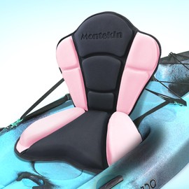 Montekin Thickened Kayak Seat with Back Support, Sit On Top Cushioned Canoe Backrest Molded Foam Seat for SUP Paddle Board Fishing Boat Long Trip (Black Light Pink)