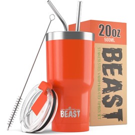 Beast 20 oz Tumbler Stainless Steel Vacuum Insulated Coffee Ice Cup Double Wall Travel Flask (Orange)