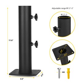 VANROUG Patio Umbrella Bases Heavy Duty Umbrella Holder Outdoor Umbrella Base Stand Mount Umbrella Clamp for Decks, Docks, Patios, Garden, Pontoons, Picnic Tables (1)