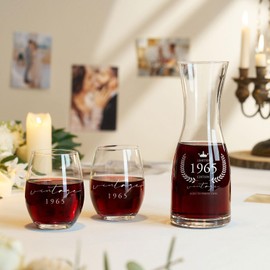 AW BRIDAL 60th Birthday Gifts for Women, 60th Birthday Decorations for Her, Vintage 1965 Wine Glasses 60 Year Old Birthday Gifts for Women Friend Sister Mom, Anniversary Wedding Gift for Couples