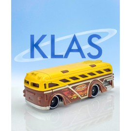 Hot Wheels Surfin' School Bus (Brown & Yellow) 1/5 Surf's Up 2023-24/250 (Short Card) - COMES IN A KLAS CAR KEEPER PROTECTIVE COLLECTORS CASE - HKJ32