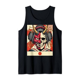 Samurai Geisha Skull & Hannya Oni Mask - Ukiyo-e Art Tank Top