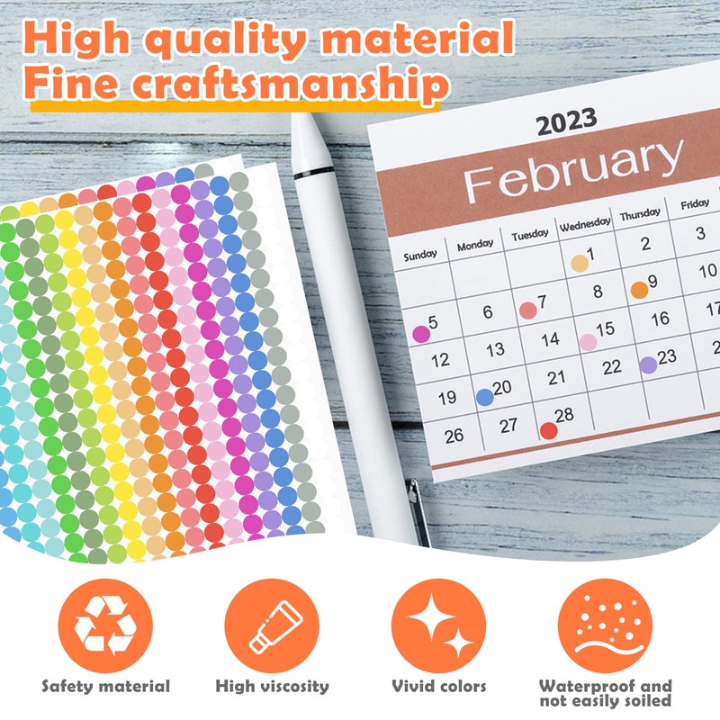 6720 PCS Small Dot Stickers Round Color Coding Labels Circle