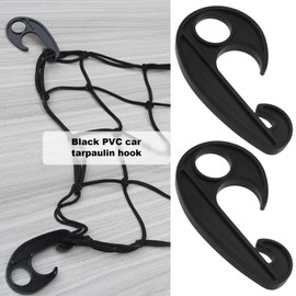Be In Your Mind 10PCS Black Plastic Hook PVC Car Cover Tarpaulin Rope Hook Cargo Cover Net Hooks for Cargo Net Bungee Net Truck Net Truck Storage Rack 90x52mm