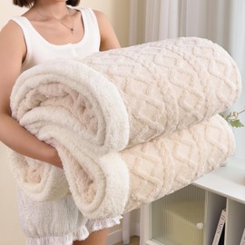PAJEO Sherpa Throw Size Blanket for Bed - Fleece Soft Cozy Fuzzy Blankets Thick Warm for Winter and All Seasons,White,Women 40x60 Inches