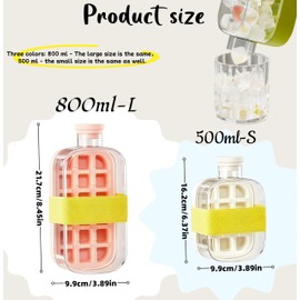 Ice Cube Bottle,2 in 1 Iced Tray Cup, Touch-Free Ice Cube Tray Water Bottle,Easy Release Water Bottle Ice Mold for Coffee Juice Beverage (White, s)