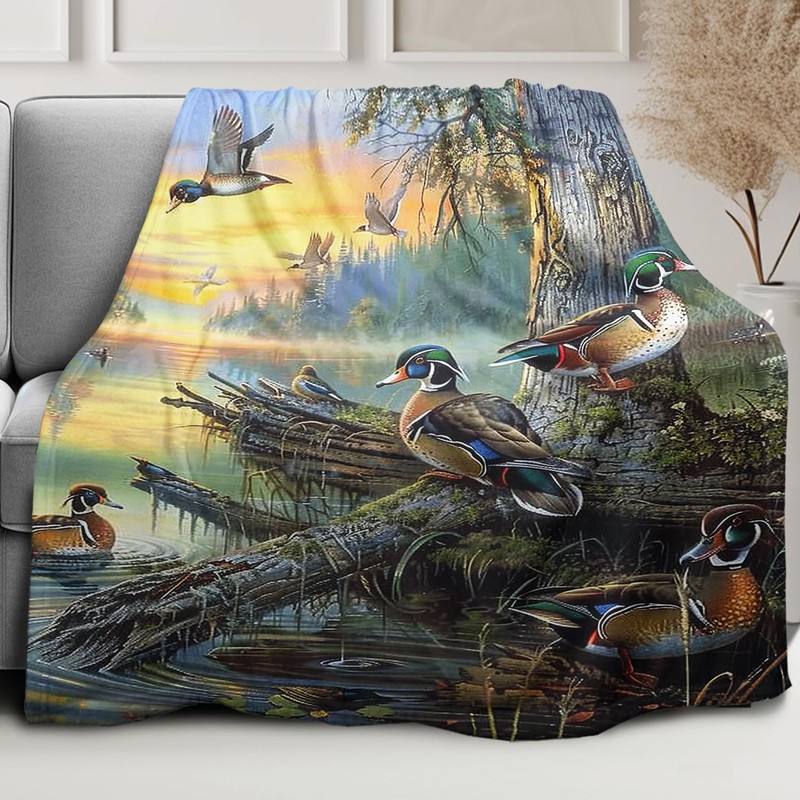 HommomH Mallard Ducks Blanket 50"x60" Lake Wild Animals Soft Fluffy