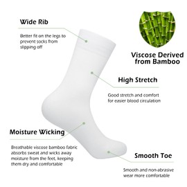 SERISIMPLE Viscose Bamboo Dress Men Sock Thin Soft Crew Anti Odor Lightweight Sock Breathable Comfort Cool Soft 5 Pairs (X-Large, Assorted)