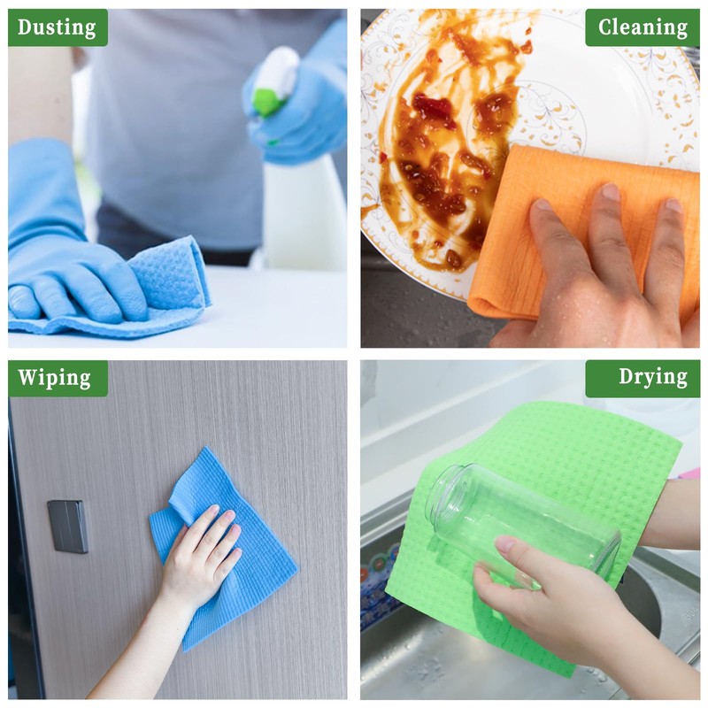 DOINEUFL 20 Pack Cleaning Cloths, Reusable Kitchen Cloth Wood Pulp