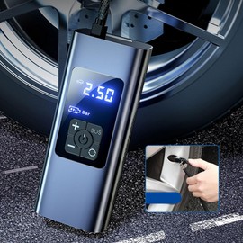 Wakects Tyre Inflator Air Compressor, ABS 6000mah Electric Tire Inflator 150PSI 3X Fast Inflation Portable Air Pump 12V Tire Inflator with Accessories for Car Motorcycle Bike