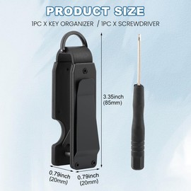 Velarionna Key Organizer Compact Met-allic Key Holder Innovative Keyholder Secures 2-6 Keys w/Screwdriver, Black, Large