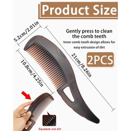 IPNSDON 2 PCS Dandruff Comb,Hollow Tooth Comb for Dandruff Scalp,Press Type Hair Comb with Skin Scraping Handle,Scalp Care Comb for Women Men(Dandruff Comb)