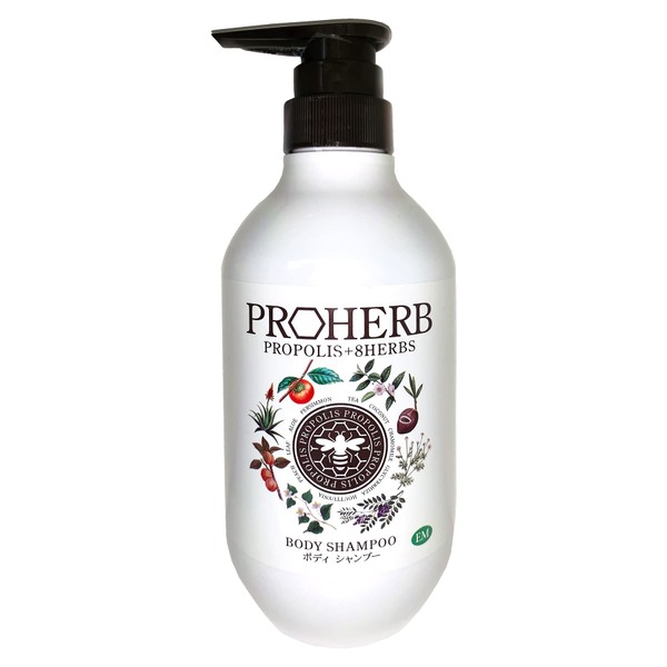 Pro Herb EM Body Shampoo, Natural Herbs, Propolis, Honey, Hyaluronic Acid, Unscented, Coloring, Paraben Free, 16.9 fl oz (500 ml)