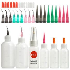 FJNATINH Precision Tip Applicator Bottle, Mini Glue Squeeze Bottle with Brush Tip for Oil, Wood Glue, Craft Glue, Paint, Crafting Fine Dispenser
