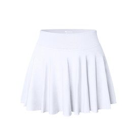 OQQ Women Mini Skirts 2 in 1 Flowy Basic Versatile Stretchy Casual Flared A-line Skirt with Pockets White