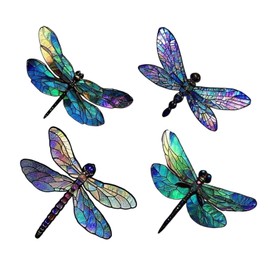 EUBEISAQI Dragonfly Outdoor Decor | Wall Decor for Patio | 4 Pieces Colorful Dragon-fly Wall Decoration Fence Outdoor Wall Sculpture Outdoor Hangings for Patio, Living Room