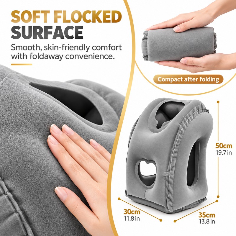 Inflatable Travel Pillow for Airplanes – Forward Leaning Head &