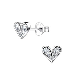 Premium Heart Earrings with Cubic Zirconia Crystal Stones - 925 Sterling Silver