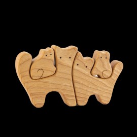 PoppyBabyCo Waldorf Wooden Cats family of 4 puzzle set