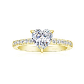 JALOKIVI 1.2CT 925 Sterling Silver Engagement Rings for Women Heart Cut Solitaire Cubic Zirconia Wedding Promise Rings for Her Size 6