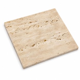 Artisanal Abode Travertine Display Tile, Single 3.94 Inch Square Stone Slab