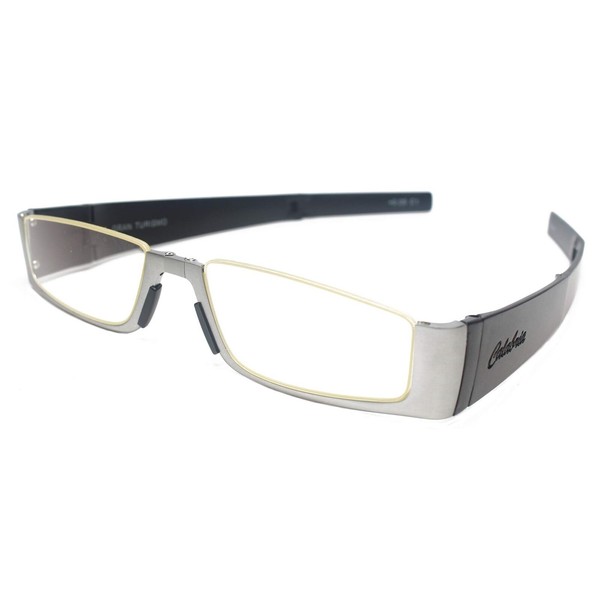 Calabria GT-Spyder Folding Reading Glasses +1.00 Silver Black Men Women